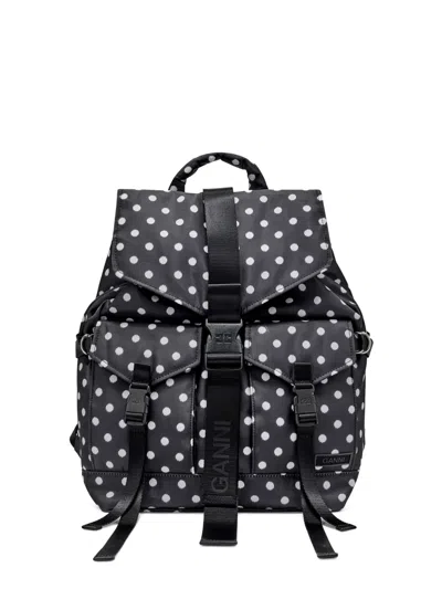 Ganni Polka Dot Buckle Backpack In Multi