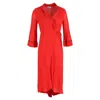 Ganni Polka-dot Chiffon Wrap Midi Dress In Red Viscose In Red