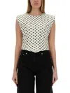 Ganni "polka-dot" Corset Top In White