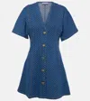 Ganni Dot Jacquard Organic Cotton Minidress In Blue