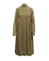 Ganni Polka Dot Georgette Midi Dress In Brown Viscose In Brown