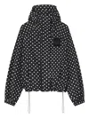 Ganni Polka-dot Hooded Jacket In Black