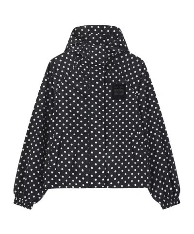 Ganni Flyweight Banana Graphic Long Coat In Black