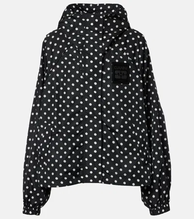 Ganni Flyweight Banana Graphic Long Coat In Black