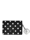 Ganni Polka-dot Logo-charm Wallet In Black