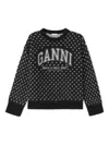 Ganni Polka-dot Logo Sweater In Black