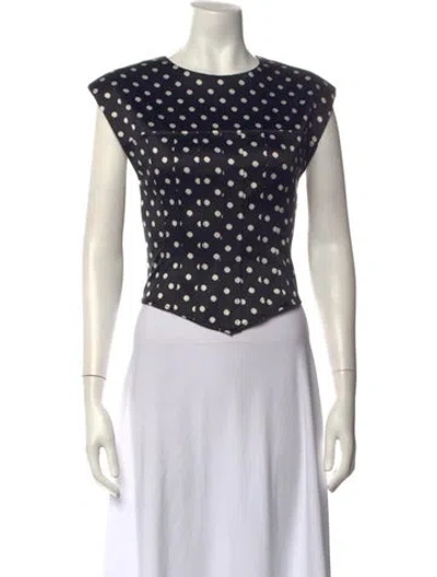 Pre-owned Ganni Polka Dot Print Crew Neck Top In Multicolor