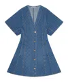 Ganni Dot Jacquard Organic Cotton Minidress In Blue