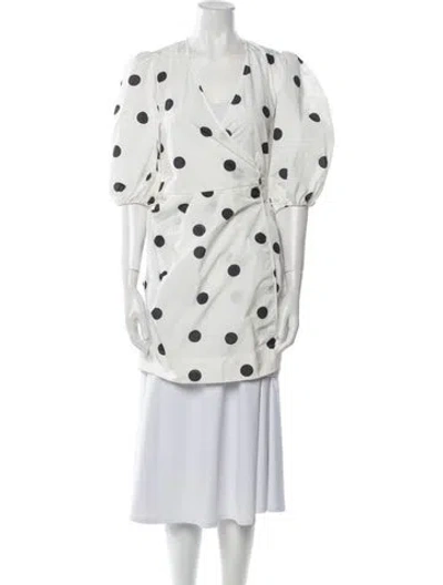 Pre-owned Ganni Polka Dot Print Jacket W/ Tags In White