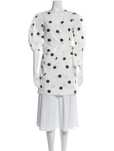 Pre-owned Ganni Polka Dot Print Jacket In White