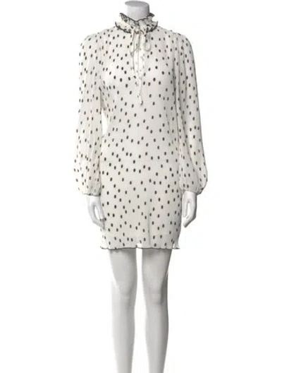 Pre-owned Ganni Polka Dot Print Knee-length Dress In White
