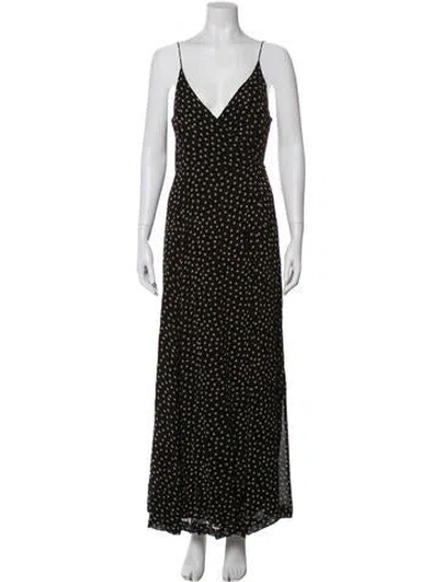 Pre-owned Ganni Polka Dot Print Long Dress In Black