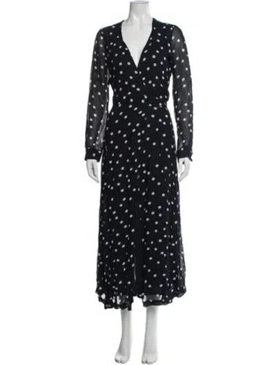 Pre-owned Ganni Polka Dot Print Long Dress In Blue