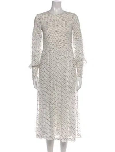 Pre-owned Ganni Polka Dot Print Midi Length Dress In Neutral