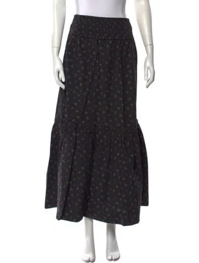 Pre-owned Ganni Polka Dot Print Midi Length Skirt In Black