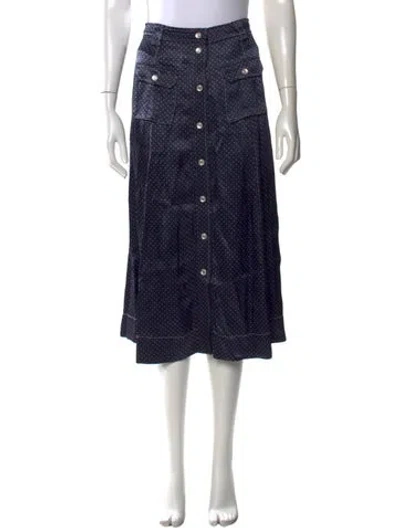 Pre-owned Ganni Polka Dot Print Midi Length Skirt In Blue