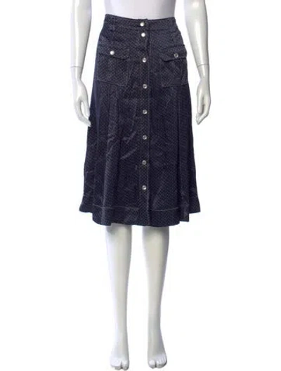 Pre-owned Ganni Polka Dot Print Midi Length Skirt In Blue