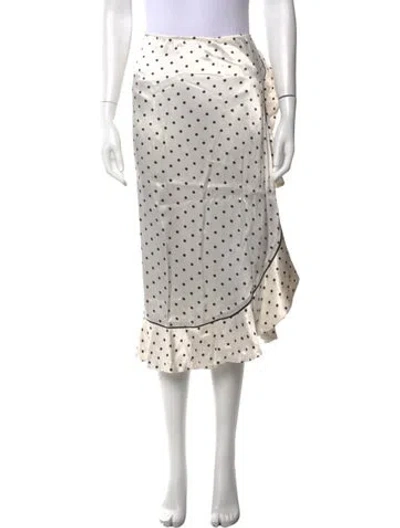 Pre-owned Ganni Polka Dot Print Midi Length Skirt In Neutral