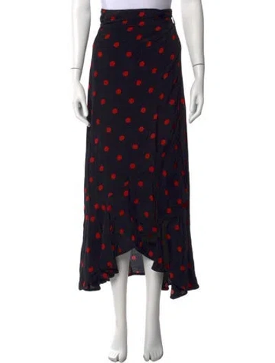 Pre-owned Ganni Polka Dot Print Midi Length Skirt W/ Tags In Black