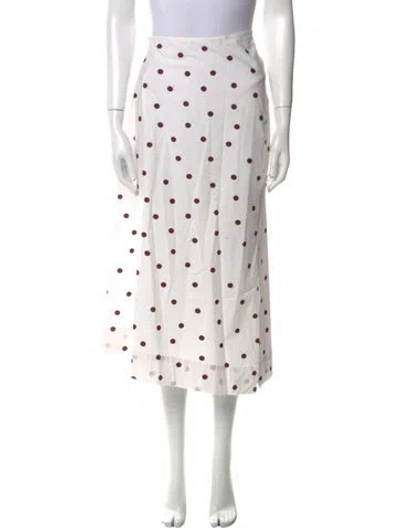 Pre-owned Ganni Polka Dot Print Midi Length Skirt In White