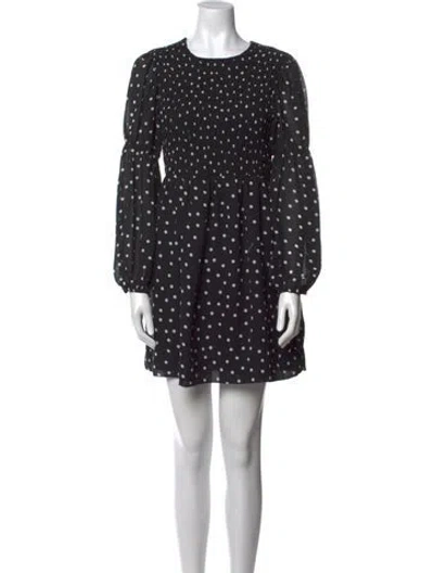 Pre-owned Ganni Polka Dot Print Mini Dress In Black