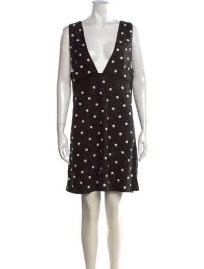 Pre-owned Ganni Polka Dot Print Mini Dress In Black