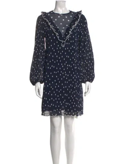 Pre-owned Ganni Polka Dot Print Mini Dress In Blue