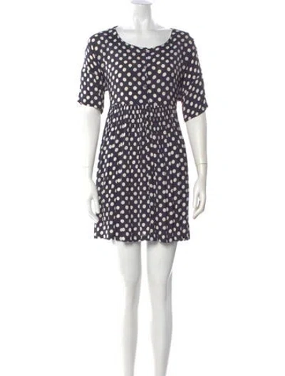 Pre-owned Ganni Polka Dot Print Mini Dress In Blue
