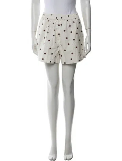 Pre-owned Ganni Polka Dot Print Mini Shorts In White