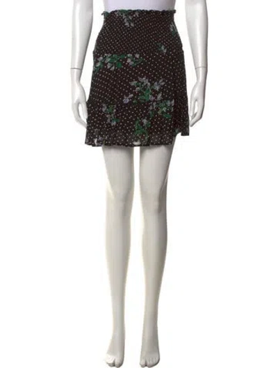 Pre-owned Ganni Polka Dot Print Mini Skirt In Black