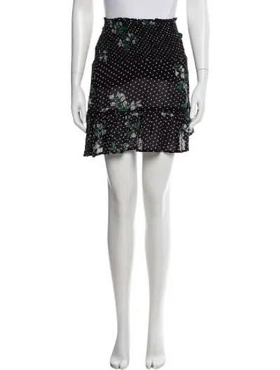 Pre-owned Ganni Polka Dot Print Mini Skirt In White