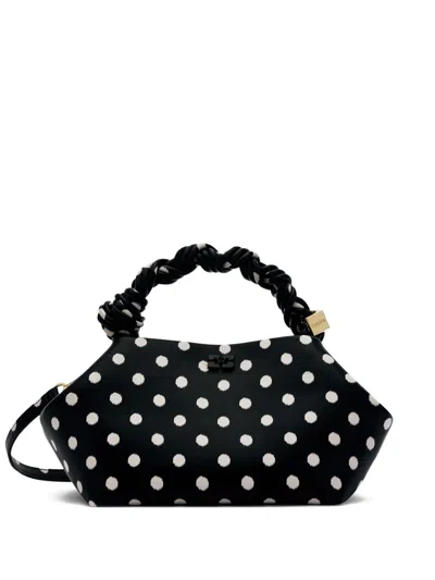 Ganni Polka Dot-print Tote Bag In Black