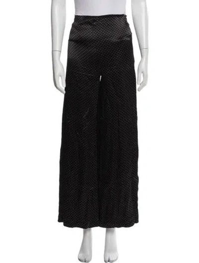 Pre-owned Ganni Polka Dot Print Wide Leg Pants W/ Tags In Black