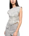Ganni Polka Dots Corset Blouse In Egret