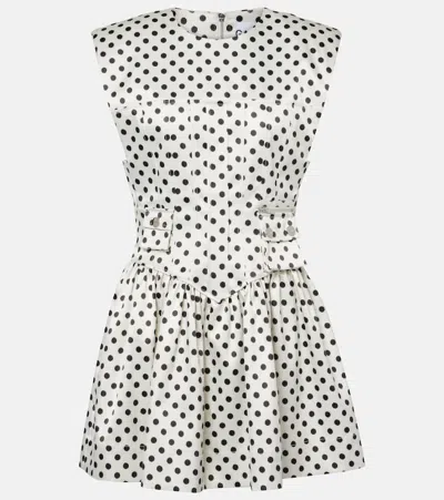Ganni Polka Dot Satin Mini Dress With Corset In Beige