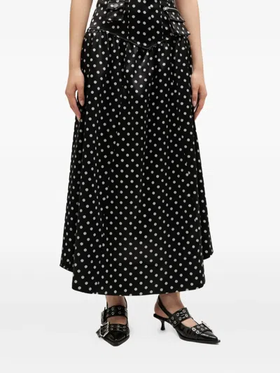 Ganni Polka-dot Skirt In Black
