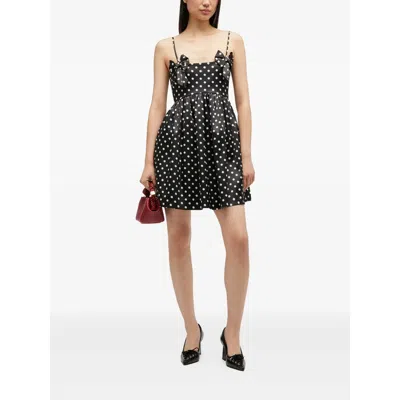 Ganni Multicolor Recycled Polyester Casual Dress In Black