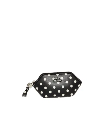 Ganni Polka-dot Purse In Black