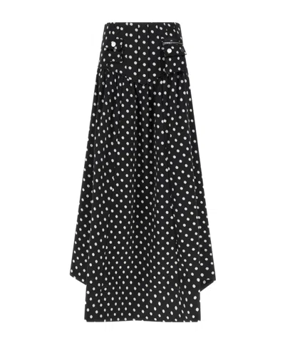 Ganni Printed Double Satin Corset Skirt In Black