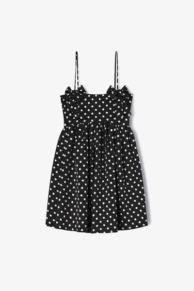 Ganni Multicolor Recycled Polyester Casual Dress In Black