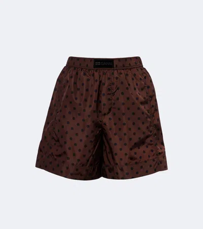 Ganni Polka-dot Shorts In Brown