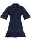 GANNI POLO-COLLAR WOOL MINIDRESS