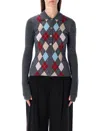 Ganni Women Striped Knitted Polo Shirt In Gray