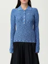 Ganni Spacedyed Logo-button Polo Top In Blue