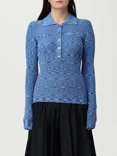GANNI POLO SHIRT GANNI WOMAN COLOR BLUE,H40459009