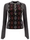 Ganni Slim-fit Knitted Polo Shirt With Check Pattern In Blue
