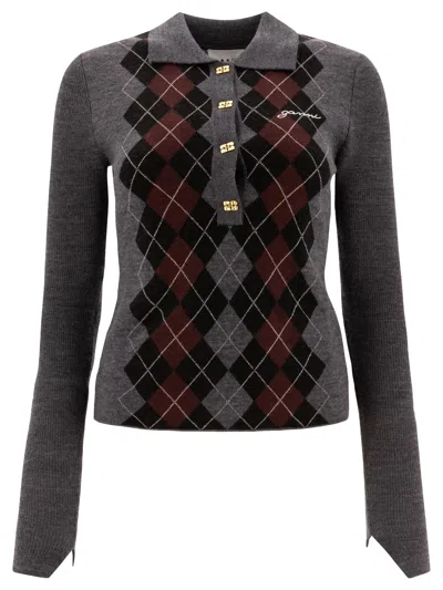 GANNI POLO SHIRTS GREY