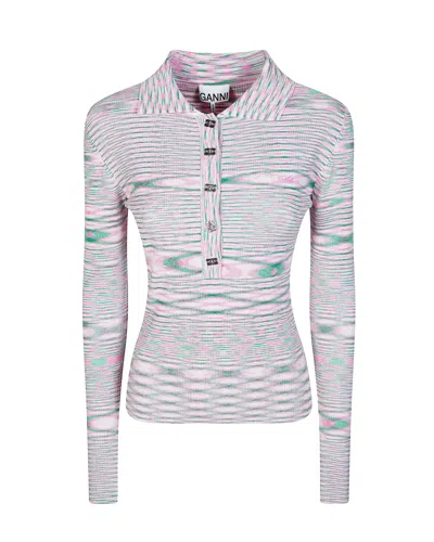 Ganni Polo Spacedyed Chalk Pink