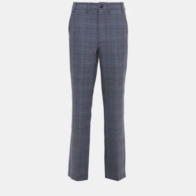 Pre-owned Ganni Polyester Straight Leg Trousers 36 In Blue