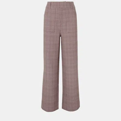 Pre-owned Ganni Polyester Straight Leg Pants 36 In Brown